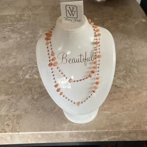 Victoria Wieck Coral and Gold Plated 40”Necklace